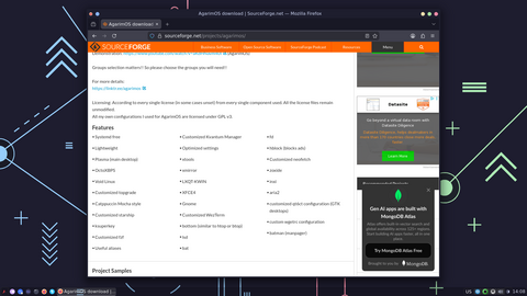 Visiting the distribution's website using Firefox